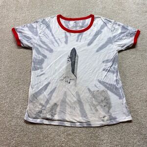 Mighty Fine Tie Dye Space Shuttle Launch Shirt‎ Mens XL Red Trim Graphic Tee
